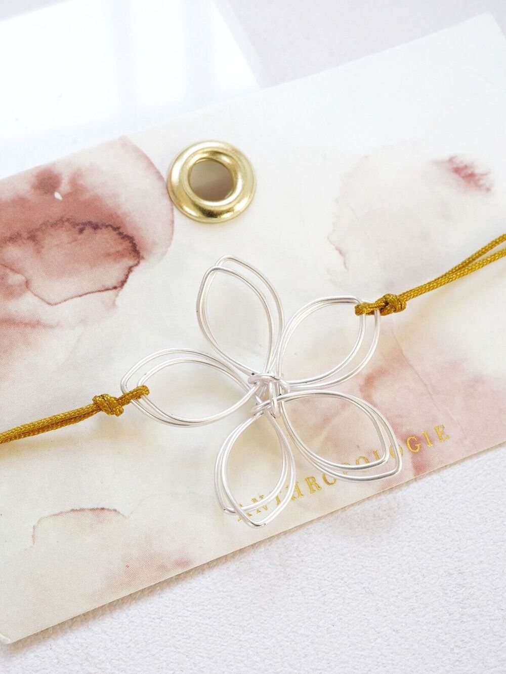 Anthropologie Silver Wire Flower Shapes Bracelet